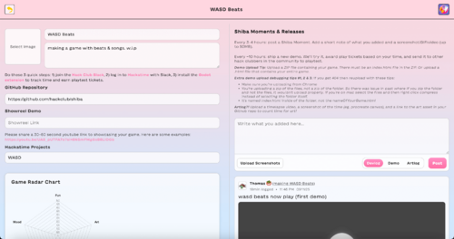 Hackatime Projects section in the game details